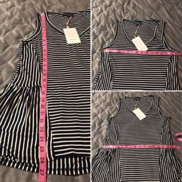 Modcloth Stripe Ruffle Tank Top In Every Direction Knit Navy Blue Cream White S - Picture 12 of 12